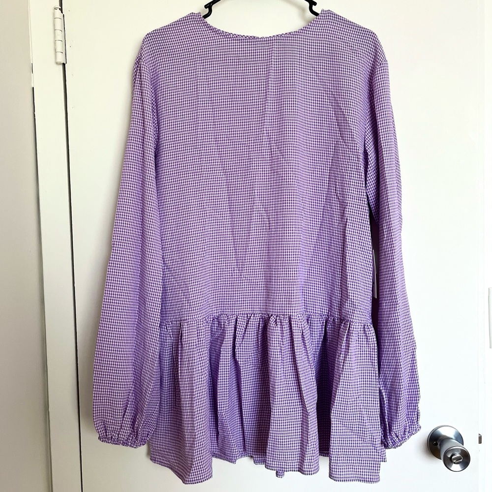NWT Long Sleeve Dress Purple Gingham